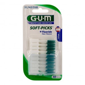 Gum soft-picks large + fluoride n° 634 40 unités GUM - Accessoires 