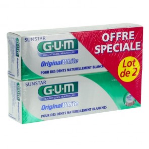 Gum original white dentifrice 2 x 75ml GUM - Dentifrices