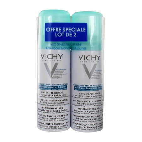 Vichy Déodorant Anti-Transpirant Anti-Trace Aérosol 48H Lot de 2x125ml