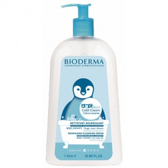 Bioderma abcderm cold cream crème lavante bébé 1l