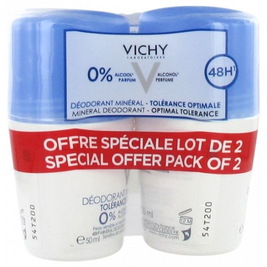 Vichy déodorant minéral roll-on 48h tolérance optimale 50ml x2