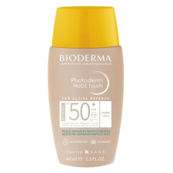 Bioderma Photoderm Nude Touch Crème Solaire Visage Matifiante Peaux Mixtes à Grasses Teinte Claire SPF50+ 40ml