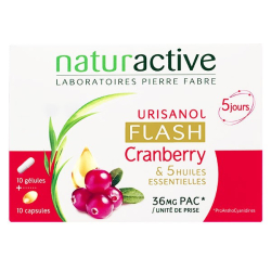 Naturactive Urisanol Flash Cranberry et 5 Huiles Essentielles 10 gélules et 10 capsules