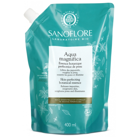 Sanoflore aqua magnifica formulation vegan recharge 400ml