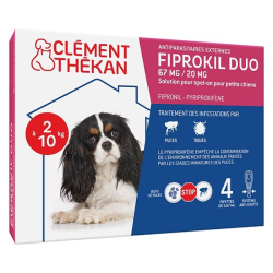 Clement Thekan Fiprokil Duo Anti-Puces Anti-Tiques Chien 2-10kg 4 pipettes