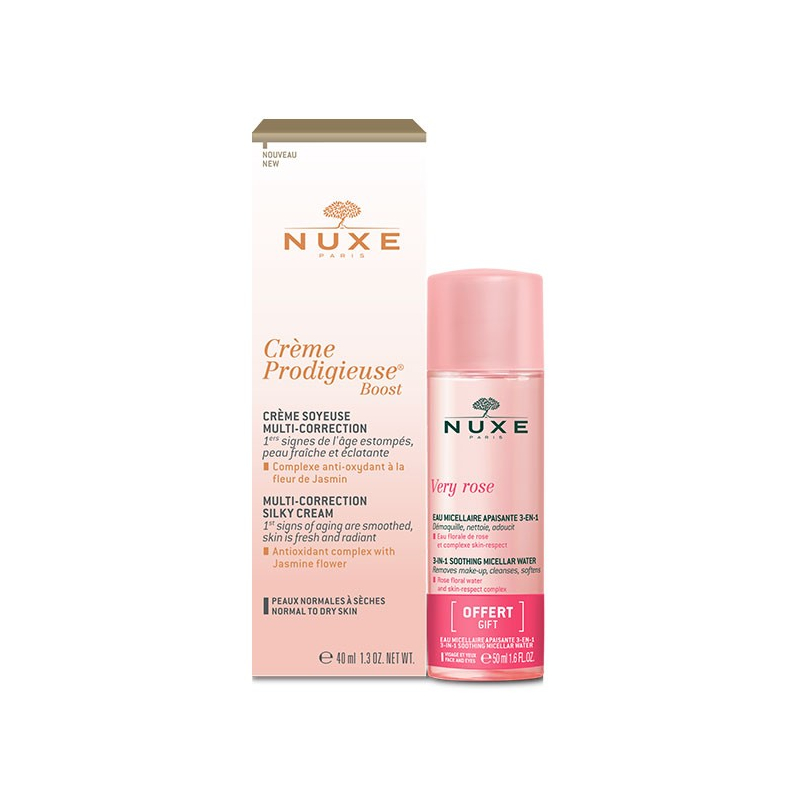 Nuxe Crème Prodigieuse Boost Crème Soyeuse 40ml + Very Rose Eau Micellaire 50ml Offerte