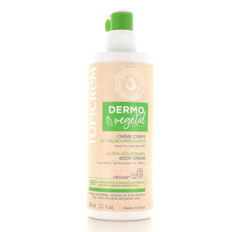 TOPICREM DERMO VEGETAL - Crème Corps Ultra-Nourrissante - Peaux Sèches à Très Sèches, 390ml