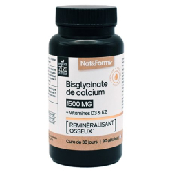 Nat & Form Nutraceutique Bisglycinate de Calcium D3 K2 90 Gélules