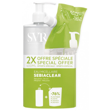 Svr Sebiaclear Eau Micellaire 400 ml + Éco-Recharge 400 ml