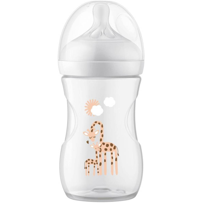 Biberon en Verre Valve Air Free - Motif Girafe - Dès 1 mois, 260ml