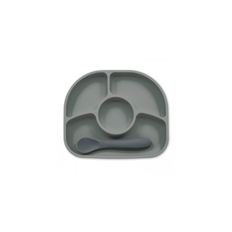 Bblüv Yümi Assiette Anti-Dégât et Cuillère en Silicone 4 Mois et + - Couleur : Gris Bblüv Yümi Assiette Anti-Dégât et Cuillère en Silicone 4 Mois et + - Couleur : Gris