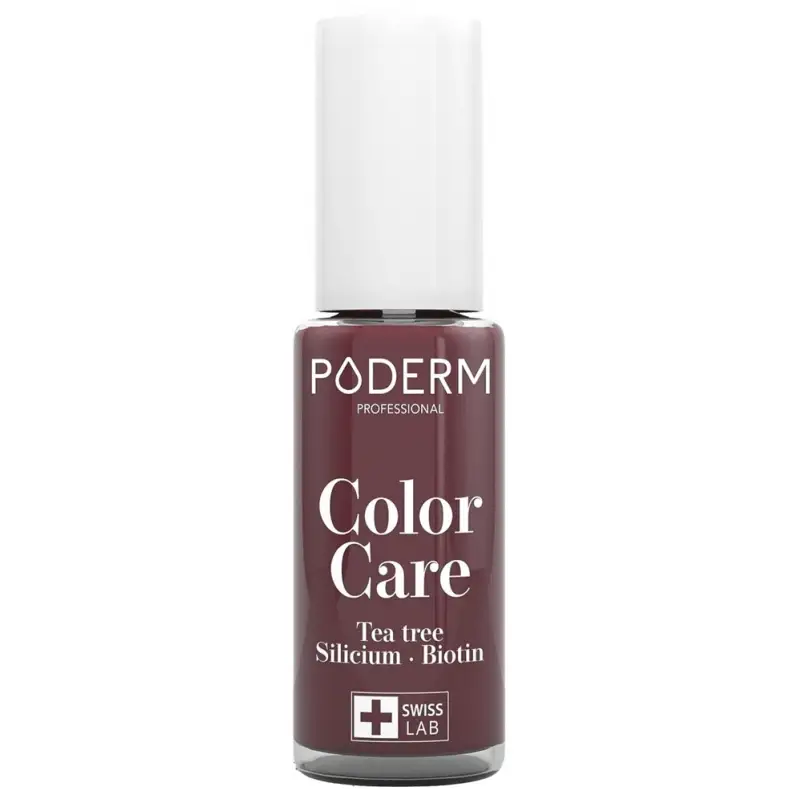 Poderm Color Care Vernis à Ongles Soin Tea Tree 8 ml - Couleur : 437 : Rouge Noir