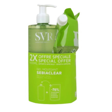 Svr sebiaclear gel moussant anti-imperfections 400 ml + recharge