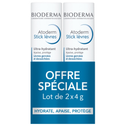 Bioderma
Atoderm Stick Lèvres Ultra-Hydratant Lot de 2 x 4 g