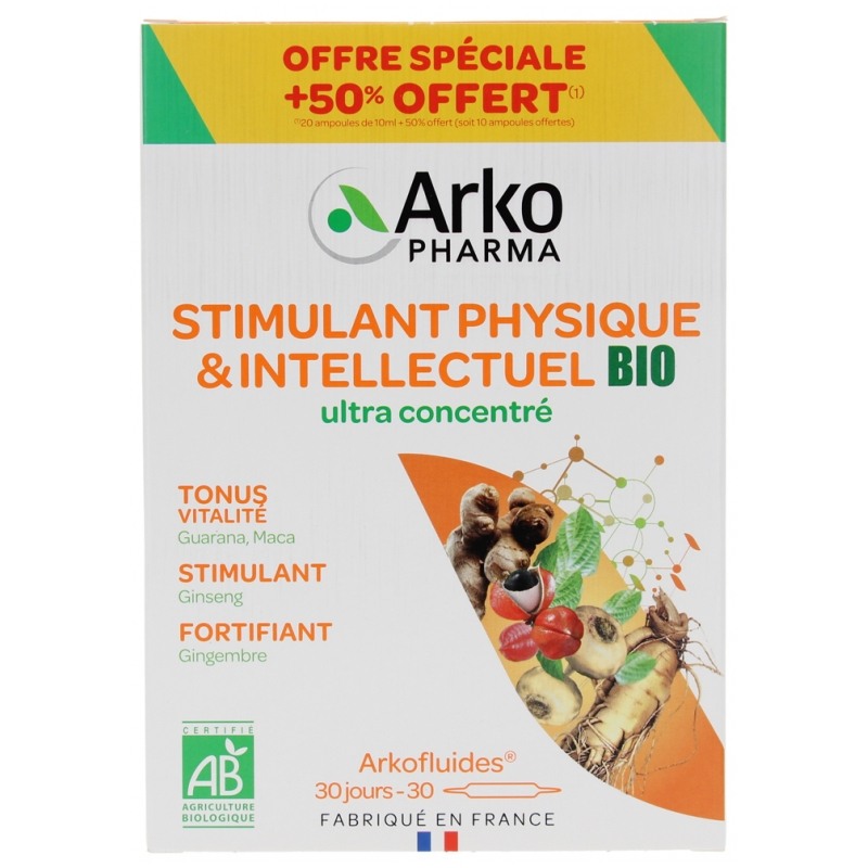 Arkopharma Arkofluides Stimulant Physique et Intellectuel Bio 30 Ampoules Offre Spéciale