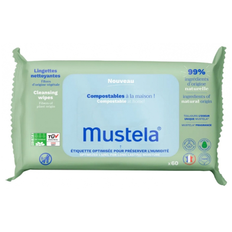 Mustela Lingettes Nettoyantes Compostables Avec Parfum 60 Lingettes