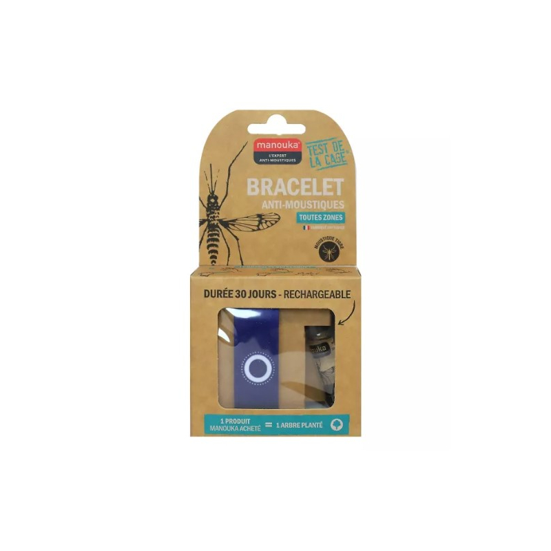 MANOUKA Bracelet bleu marine anti-moustiques adulte MANOUKA Bracelet bleu marine anti-moustiques adulte