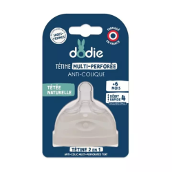 Dodie Biomimétisme Tétine multi perforée anti-colique +6 mois débit 4 liquide épais - 1 unité