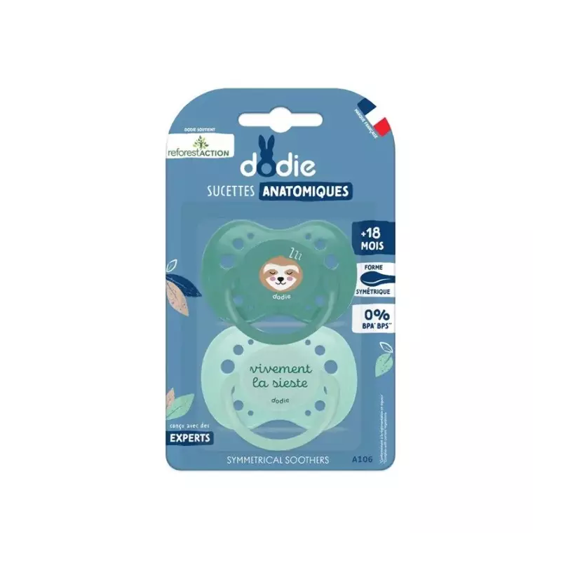 Dodie Reforest'Action Sucettes anatomiques +18m en silicone - Lot de 2 Dodie Reforest'Action Sucettes anatomiques +18m en silicone - Lot de 2