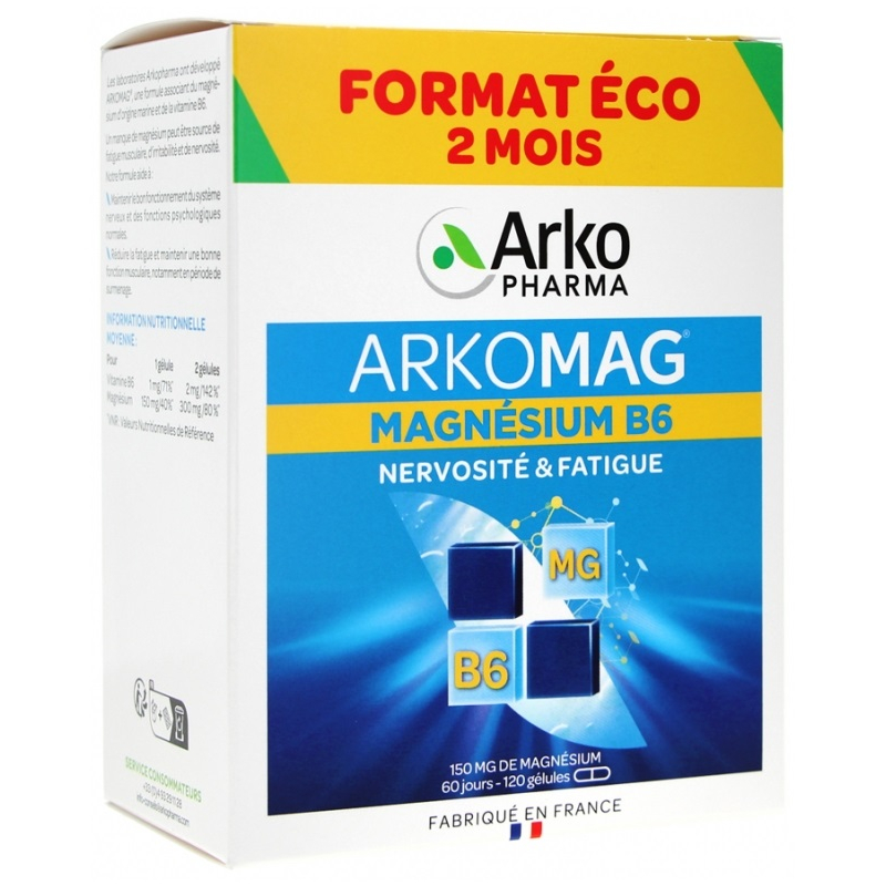 Arkopharma Arkomag Magnésium B6 120 Gélules Arkopharma Arkomag Magnésium B6 120 Gélules