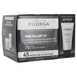 Filorga TIME-FILLER 5XP Gel-Crème Correction Tous Types de Rides 50 ml + SLEEP & PEEL Crème Micro-Peeling de Nuit 15 ml Offerte