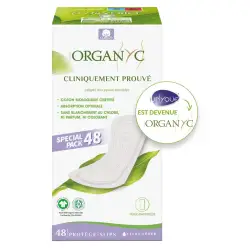 ORGANYC Protège-Slips en Coton Bio - Flux Léger, 48 Unités
