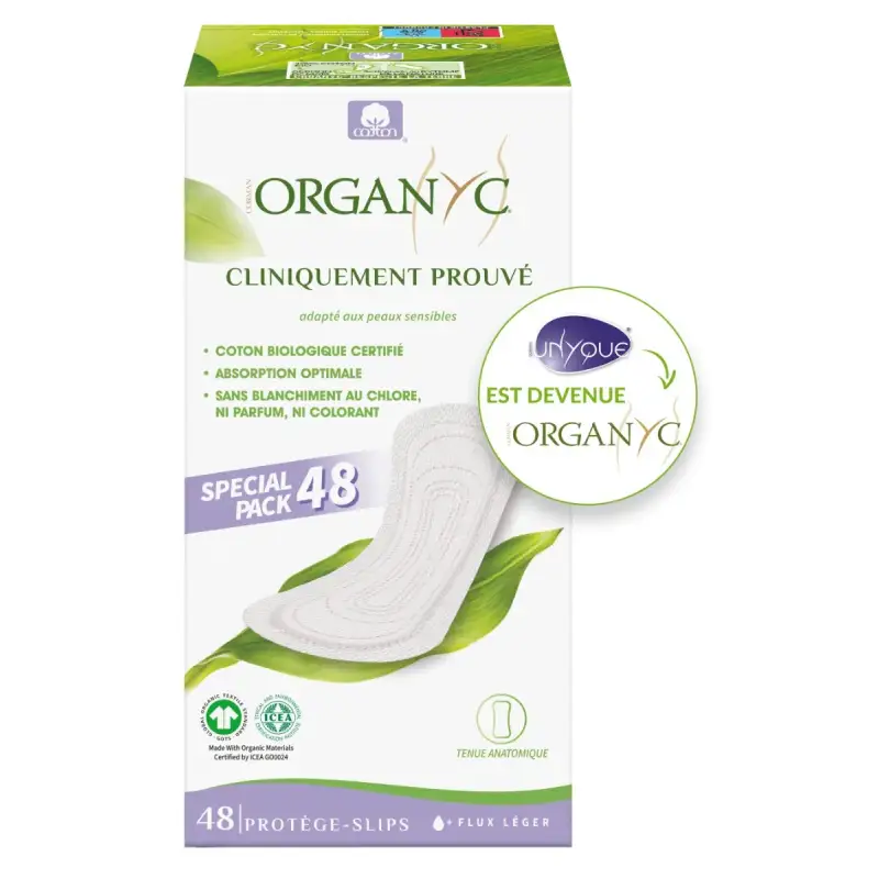 ORGANYC Protège-Slips en Coton Bio - Flux Léger, 48 Unités ORGANYC Protège-Slips en Coton Bio - Flux Léger, 48 Unités