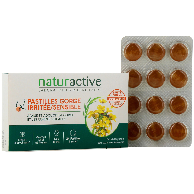 Naturactive Pastilles Gorge Irritée ou Sensible - 24 pastilles Naturactive Pastilles Gorge Irritée ou Sensible - 24 pastilles