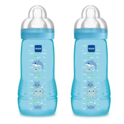 Mam easy active™ biberon 2ème âge bleu 330ml