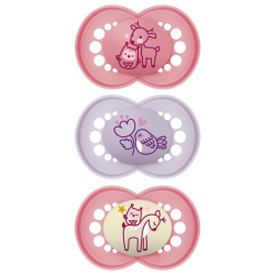 MAM 2 Sucettes Original Nature + 1 Sucette Original Nuit 18 Mois et + - Modèle : Rose/Mauve