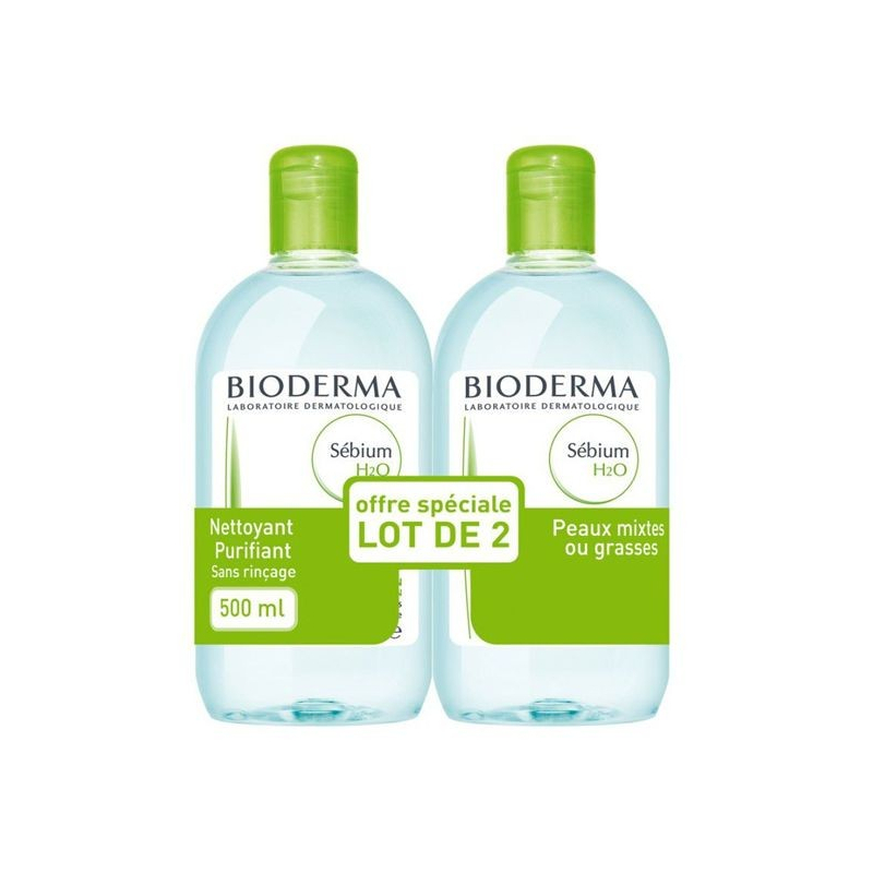 Bioderma sebium solution micellaire H2O 2 x 500ml Bioderma sebium solution micellaire H2O 2 x 500ml