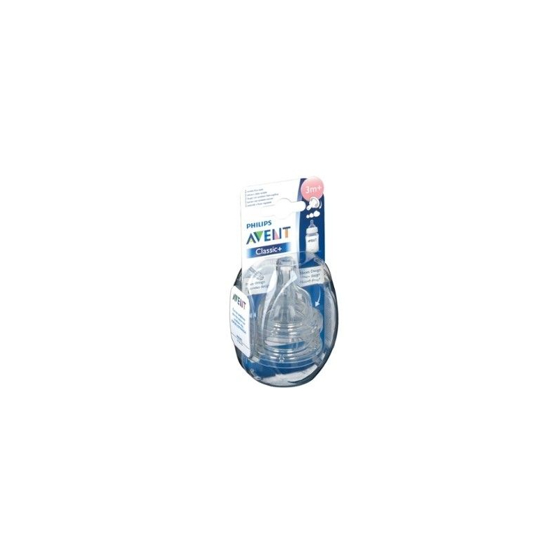 Avent tétine 3 trous à débit moyen 3 mois+ 2 tétines Avent tétine 3 trous à débit moyen 3 mois+ 2 tétines