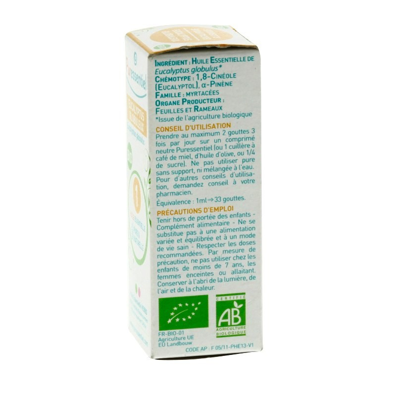 Puressentiel eucalyptus globuleux bio 10ml PURESSENTIEL - Huiles Essentielles 