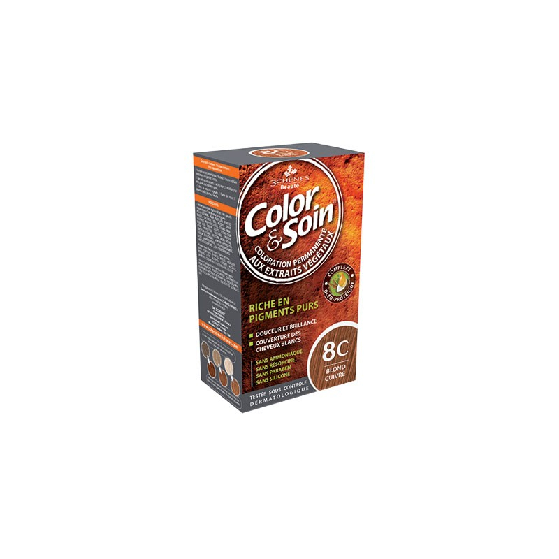 3 Chênes Color&Soin blond cuivré coloration permanente 8C 3 Chênes Color&Soin blond cuivré coloration permanente 8C