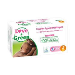 Love & Green Couches Hypoallergéniques 52 Couches Taille 3 (4-9 kg)