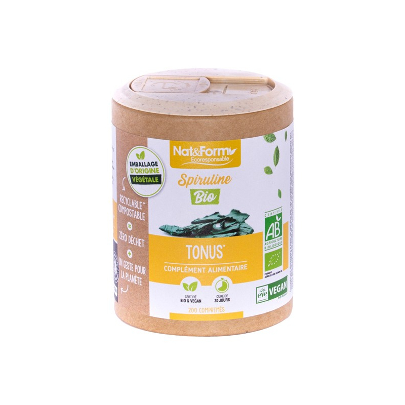 Nat&form spiruline bio 200 comprimés Nat&form spiruline bio 200 comprimés