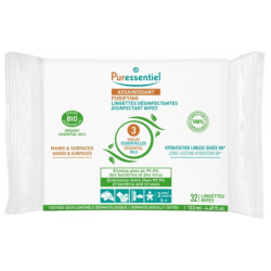 Puressentiel Assainissant Lingettes Désinfectantes aux 3 Huiles Essentielles 32 Lingettes