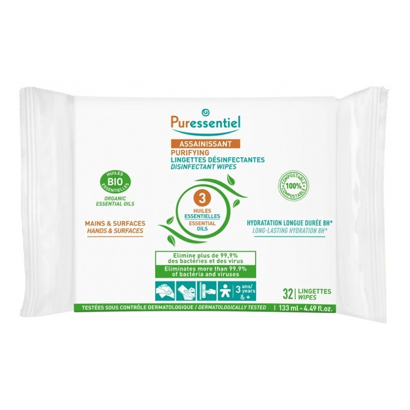 Puressentiel Assainissant Lingettes Désinfectantes aux 3 Huiles Essentielles 32 Lingettes Puressentiel Assainissant Lingettes Désinfectantes aux 3 Huiles Essentielles 32 Lingettes