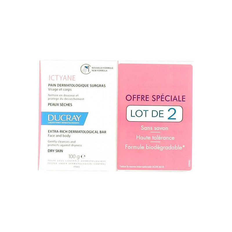 Ducray ictyane pain dermatologique 2x100g Ducray ictyane pain dermatologique 2x100g