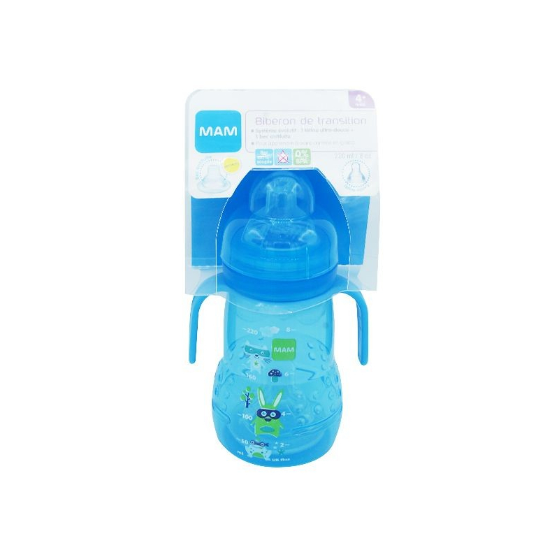 Mam Biberon de Transition 220ml Bleu Mam Biberon de Transition 220ml Bleu